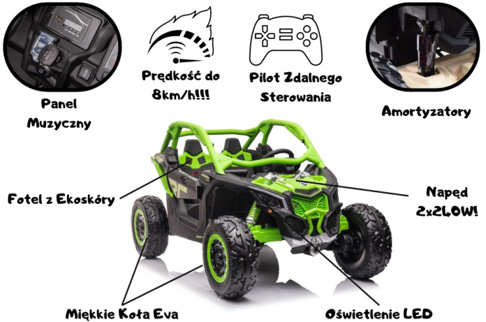 Buggy na akumulator Can-am Maverick Zielony